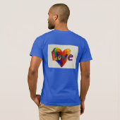 Love Rainbow Heart Glitter Word Art T-Shirt (Achterkant volledig)
