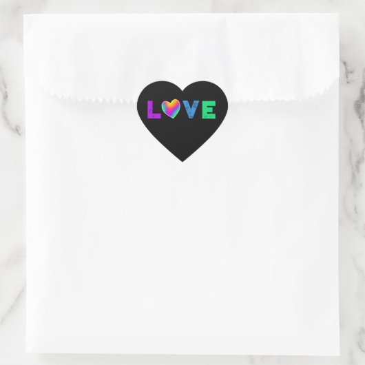 Love Rainbow Heart Heart-Shaped Labels (Tas)