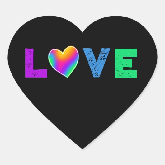 Love Rainbow Heart Heart-Shaped Labels (Voorkant)