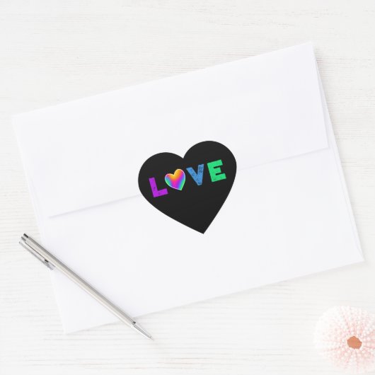 Love Rainbow Heart Heart-Shaped Labels (Envelop)