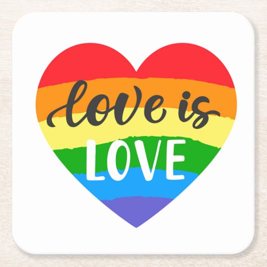 Love Rainbow Heart Kartonnen Onderzetters (Voorkant)