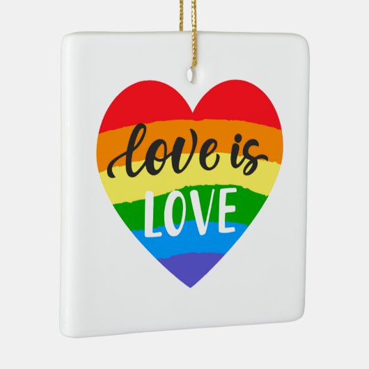 Love Rainbow Heart Keramisch Ornament (Rechts)