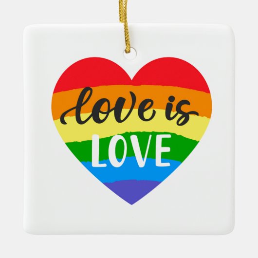 Love Rainbow Heart Keramisch Ornament (Voorkant)