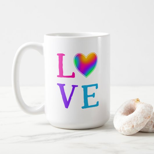 LOVE Rainbow Heart Koffiemok (Met donut)