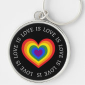 Love Rainbow Heart LGBTQ Pride Black Sleutelhanger (Voorkant)