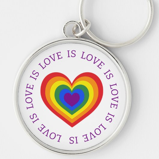 Love Rainbow Heart LGBTQ Pride Sleutelhanger (Voorkant)