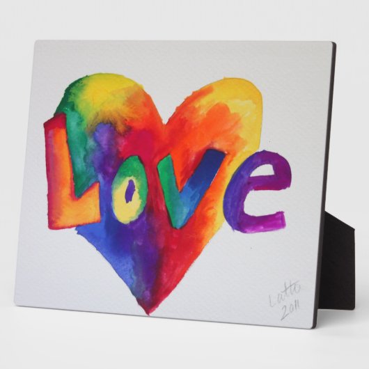 Love Rainbow Heart Painting Poem Plaque Fotoplaat (Zijkant)