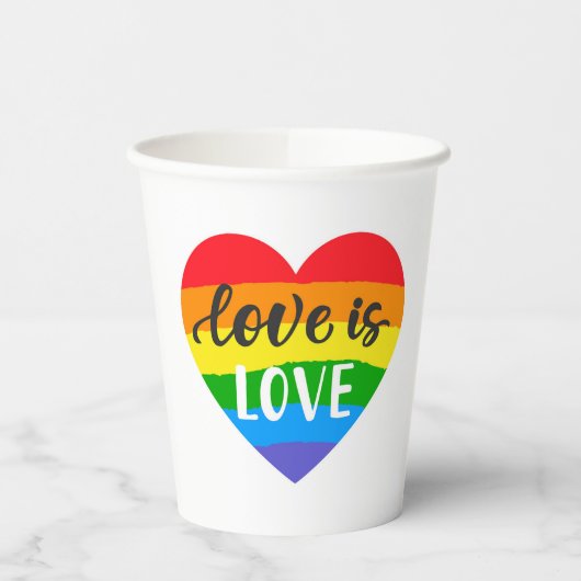 Love Rainbow Heart Papieren Bekers (Links)