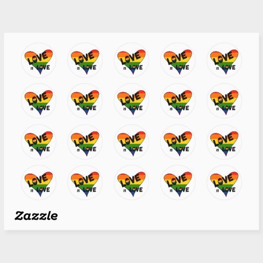 Love Rainbow Heart Ronde Sticker (Vel)