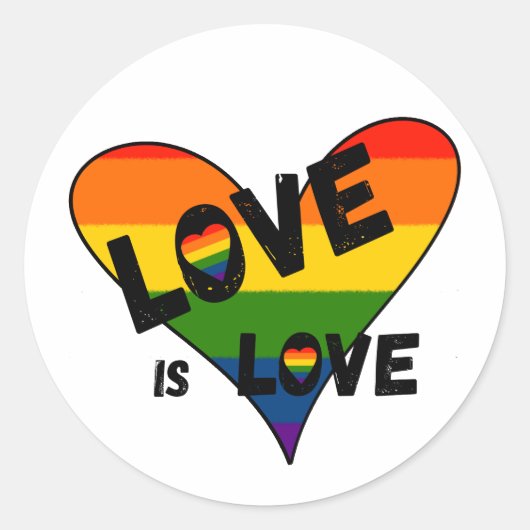Love Rainbow Heart Ronde Sticker (Voorkant)