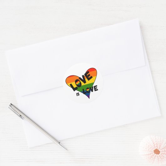 Love Rainbow Heart Ronde Sticker (Envelop)