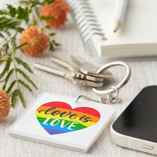 Love Rainbow Heart Sleutelhanger (Voorkant Rechts)