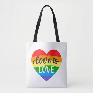 Love Rainbow Heart Tote Bag