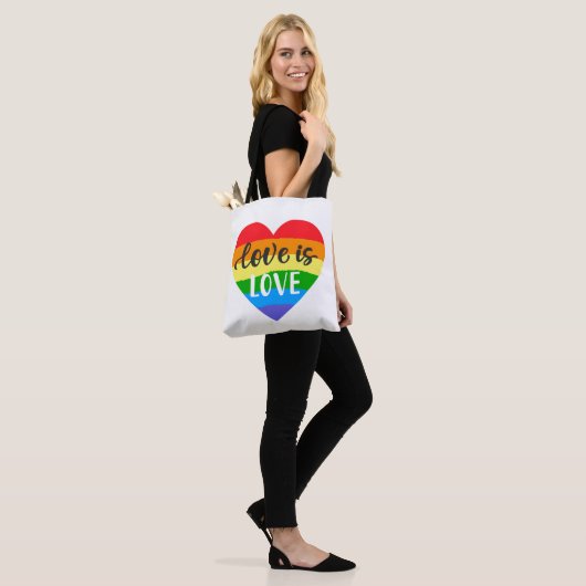 Love Rainbow Heart Tote Bag (Op model)