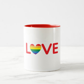 Love Rainbow Heart Typografisch Tweekleurige Koffiemok