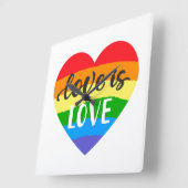 Love Rainbow Heart Vierkante Klok (Hoek)