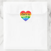 Love Rainbow Heart Vierkante Sticker (Tas)