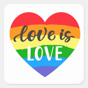 Love Rainbow Heart Vierkante Sticker