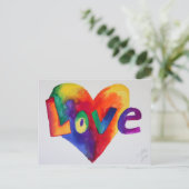 Love Rainbow Heart Waterverf Art Briefkaart (Staand voorkant)