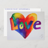 Love Rainbow Heart Waterverf Art Briefkaart (Voorkant / Achterkant)