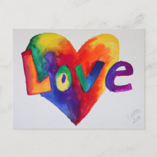 Love Rainbow Heart Waterverf Art Briefkaart
