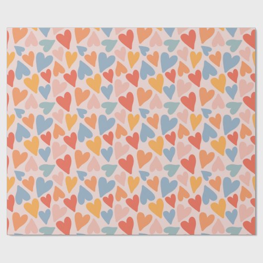 Love Rainbow Hearts Pattern Wrapping Paper Cadeaupapier (Vlak)