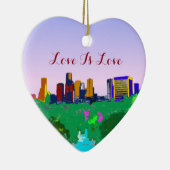 Love Rainbow Houston Skyline Gay Pride Keramisch Ornament (Rechts)