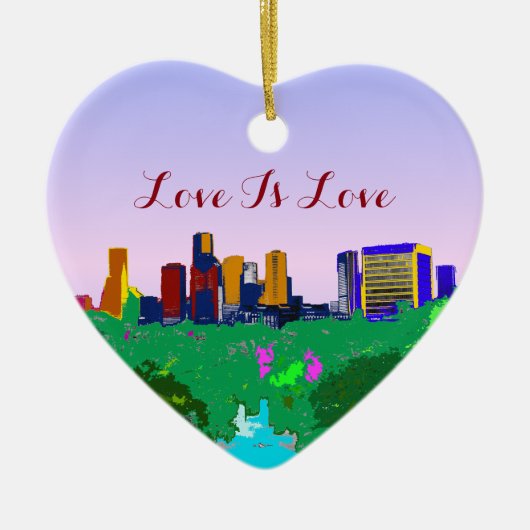 Love Rainbow Houston Skyline Gay Pride Keramisch Ornament (Voorkant)