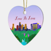 Love Rainbow Houston Skyline Gay Pride Keramisch Ornament (Links)