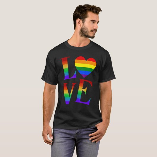 LOVE Rainbow LGBTQ Cute Gay Lesbian Bi Trans Valen T-shirt (Voorkant volledig)