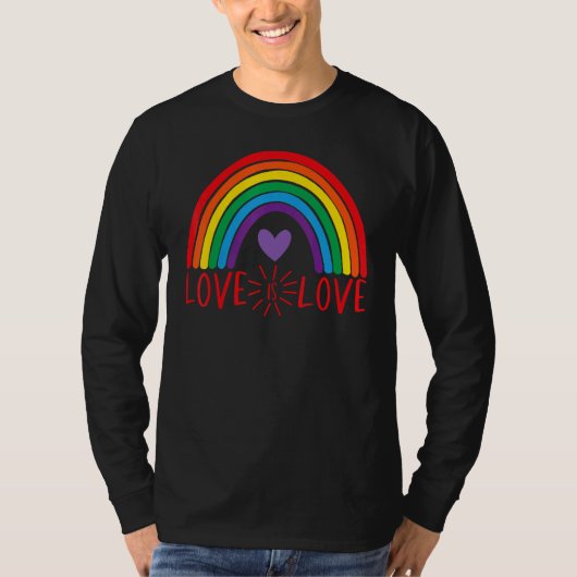 Love Rainbow LGBTQ LGBT Pride Hearts Day Valentine T-shirt (Voorkant)