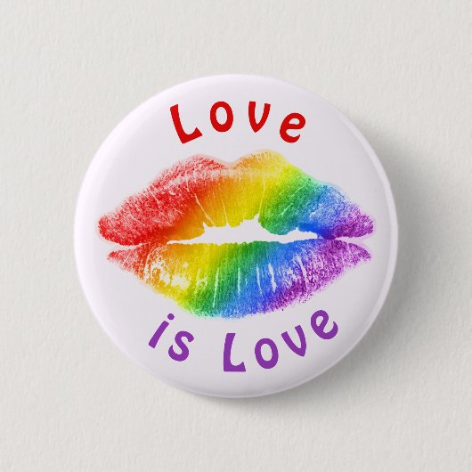 Love Rainbow Lips LGBTQ Ronde Button 5,7 Cm (Voorkant)