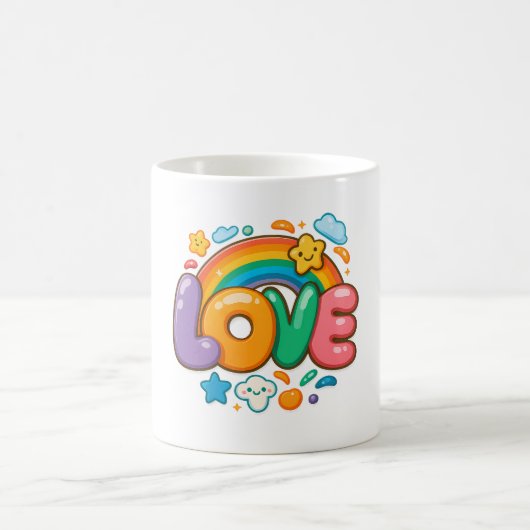 🌈💖 “LOVE” Rainbow Mug ☕✨ Koffiemok (Center)