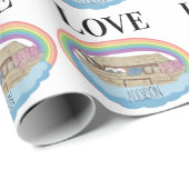Love Rainbow Noah's Ark aangepaste naam Cadeaupapier (Rol Hoek)