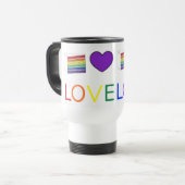 Love Rainbow Paars Heart Cake Gay Pride Reisbeker (Voorkant links)