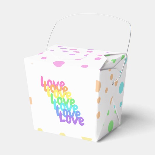 "Love" Rainbow Polka gedateerd Bedankdoosjes (Voorkant Zijde)