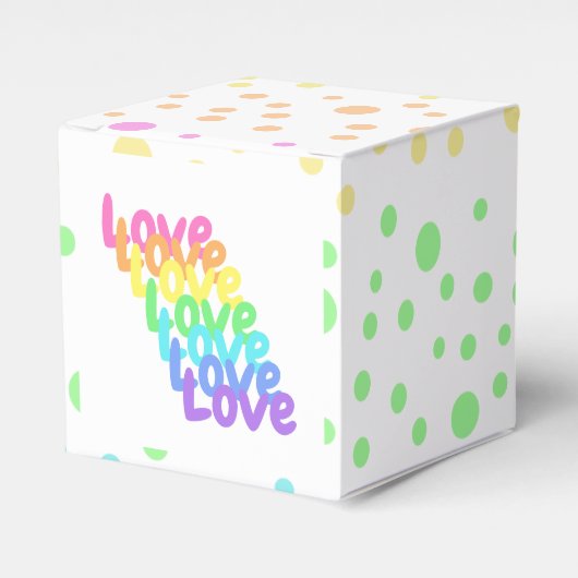 "Love" Rainbow Polka gedemonteerd voor Vor Box Bedankdoosjes (Voorkant Zijde)