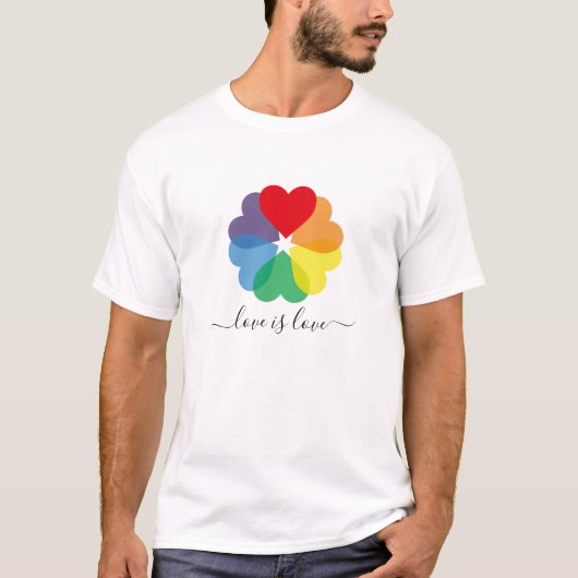 Love Rainbow Pride Hearts T-shirt (Voorkant)