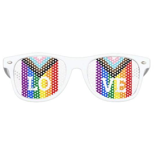 LOVE Rainbow pride Shades/Fun Party Sunbril Retro Zonnebril (Voorkant)