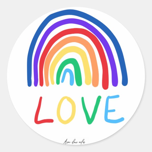 LOVE rainbow Ronde Sticker (Voorkant)