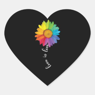 Love Rainbow Sunflower Gay Lesbian LGBT Hart Sticker