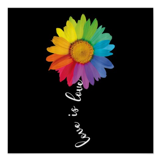 Love Rainbow Sunflower Gay Lesbian LGBT Perfect Poster (Voorkant)