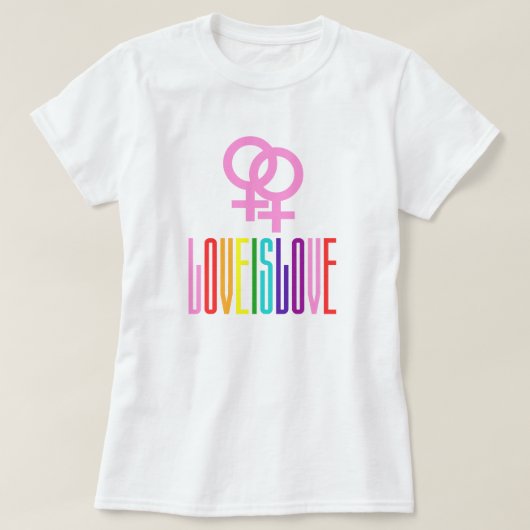 Love Rainbow Text LGBTQ Lesbian Pride T-shirt (Design voorkant)