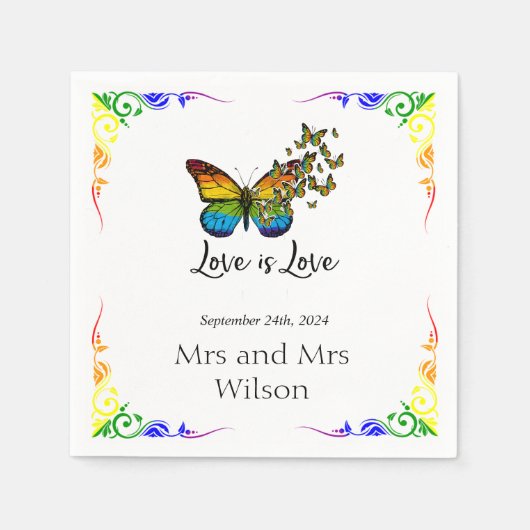 Love Rainbow Theme Weddenschap Dinner Cocktail Servet (Voorkant)