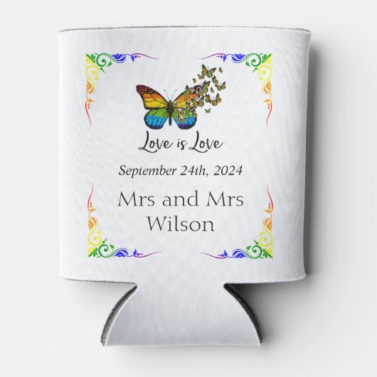 Love Rainbow Theme Wedding Blikjeskoeler (Voorkant)