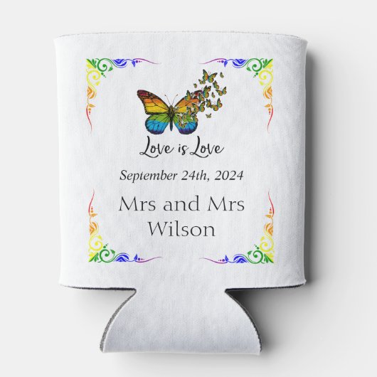 Love Rainbow Theme Wedding Blikjeskoeler (Achterkant)