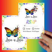 Love Rainbow Theme Wedding RSVP Kaart