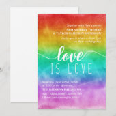 Love Rainbow Waterverf Gay Wedding Kaart (Voorkant / Achterkant)