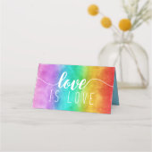 Love Rainbow Waterverf Gay Wedding Plaatskaartje (Achterkant)