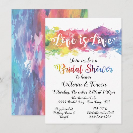 Love Rainbow Waterverf Vrijgezellenfeest Kaart (Voorkant / Achterkant)